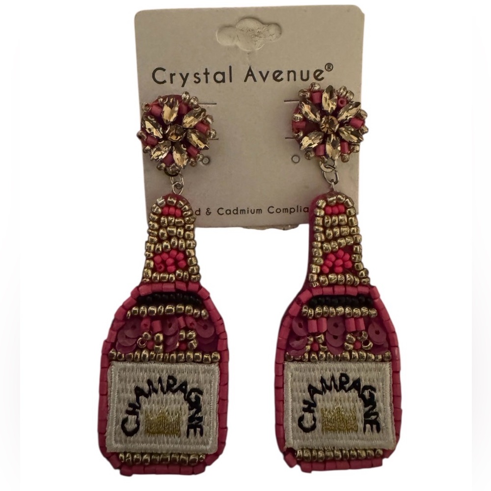Crystal Avenue Pink and Gold Champagne Earrings - Picture 1 of 1